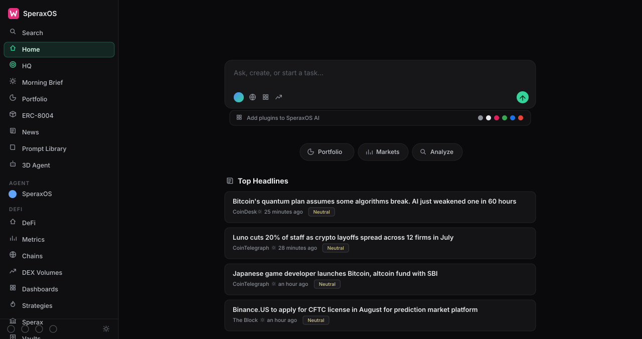 SperaxOS AI Agent Workspace